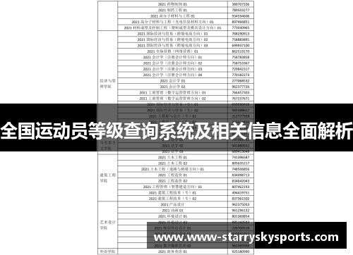 全国运动员等级查询系统及相关信息全面解析